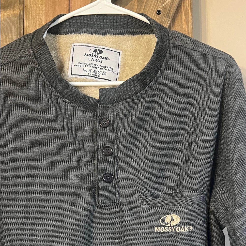 Mossy Oak Charcoal Henley Shirt
